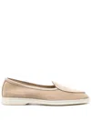 Scarosso Livia Almond-toe Suede Loafers In Neutrals