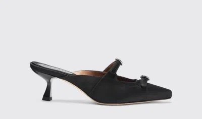 Scarosso Liz 55mm Pointed-toe Mules In Black - Silk