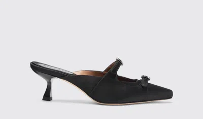 Scarosso Liz Black - Woman Mules Black In Black - Silk