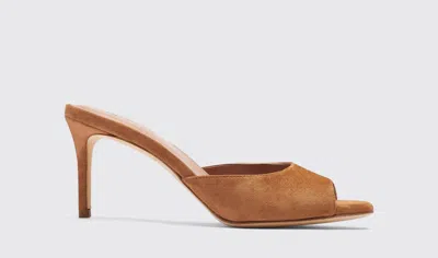 Scarosso 75mm Lohan Suede Mules In Tan - Suede