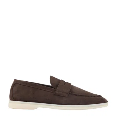 Scarosso Luciano Almond Toe Loafers In Brown