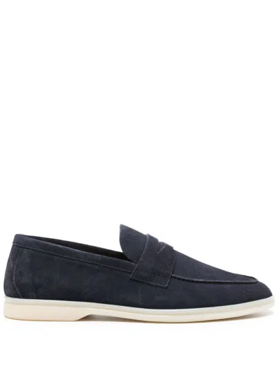 Scarosso Luciano Suede Penny Loafers In Blue