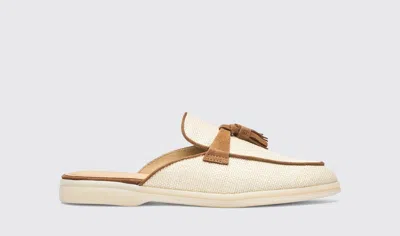 Scarosso Lucrezia Tassel Raffia Mules In Beige