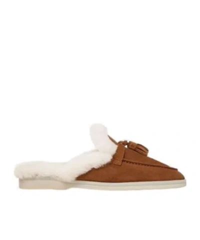 SCAROSSO SCAROSSO LUCREZIA SHEARLING SLIP-ON MULES