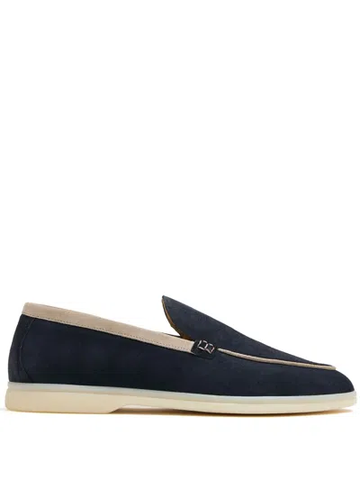 Scarosso Ludovico Suede Loafers In Blue