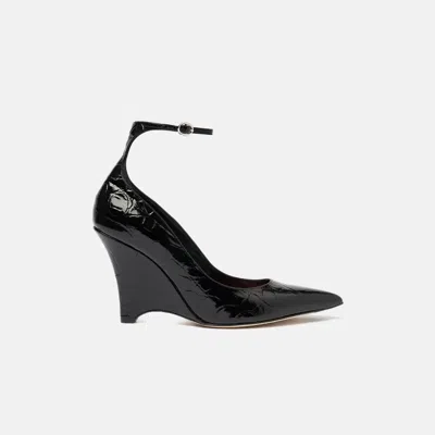 Scarosso Marta Iii Black Croco In Black - Croco-printed Calf