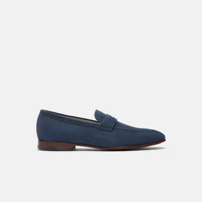 Scarosso Loafers Marzio Abisso Scamosciato Suede Leather In Dark Blue Suede