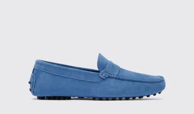 Scarosso Michael Suede Penny Loafers In Light Blue - Suede