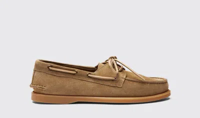 Scarosso Morgan Boat Shoes In Beige - Suede