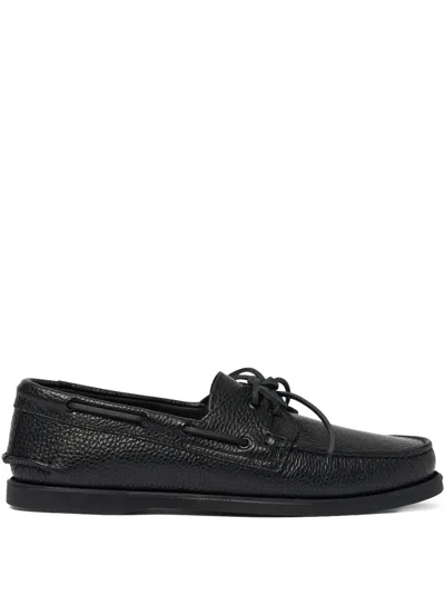 Scarosso Morgan Boat Shoes In Black