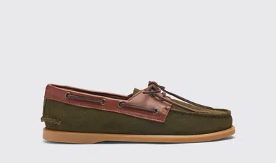 Scarosso Morgan Green Suede - Man Boat Shoes Green In Green - Suede