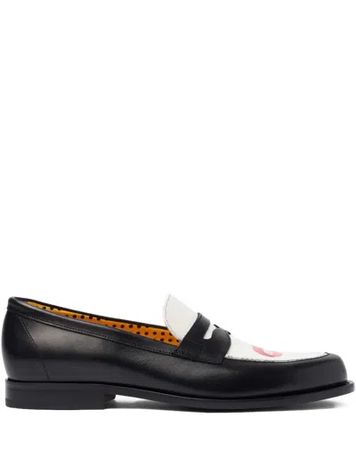 Scarosso Mouth-motif Loafers In Black - Calf