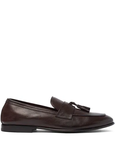 Scarosso Nathan Loafers In Dark Brown - Calf