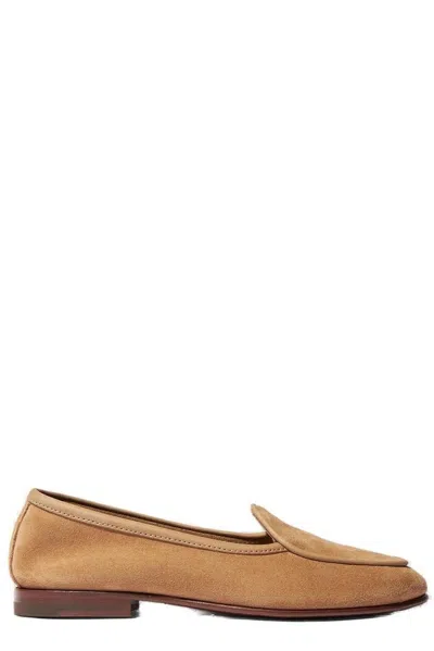 Scarosso Nele Almond Toe Loafers In Brown