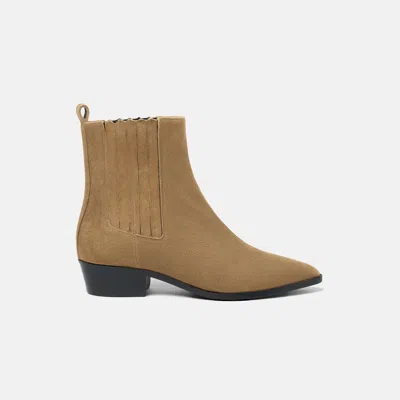 Scarosso Olivia Pleated Suede Chelsea Boots In Brown