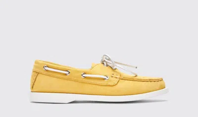 Scarosso Oprah Yellow Nubuck - Woman Boat Shoes Yellow In Yellow - Nubuck