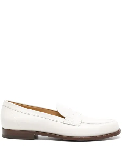 Scarosso Penny-slot Leather Loafers In White