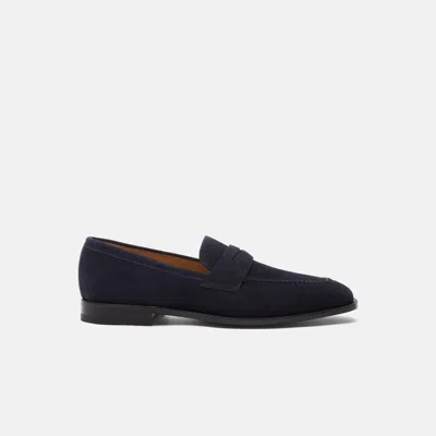 Scarosso Loafers Raimondo Abisso Scamosciato Suede Leather In Dark Blue Suede