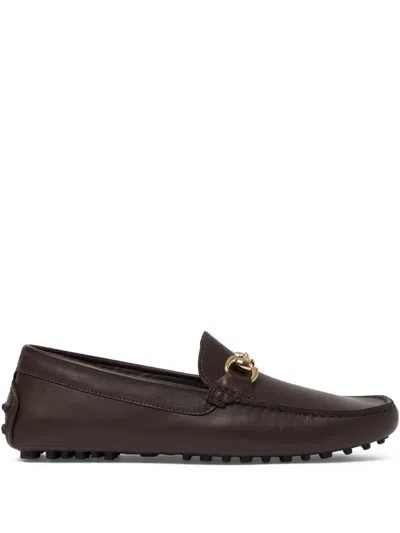 Scarosso Raphael Leather Driving Loafers In Dark Brown - Calf