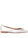 Scarosso Rhinestone-embellished Ballerina Shoes In White
