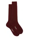 Scarosso Cotton Calf Socks In Burgundy - Cotton