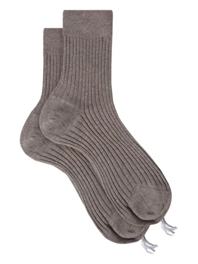 Scarosso Ribbed Socks In Grey - Cotton