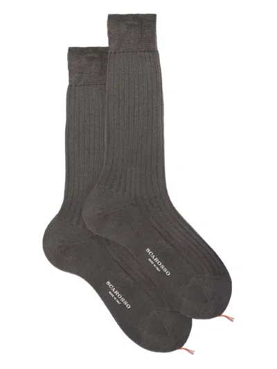 Scarosso Ribbed Socks In Grey - Cotton