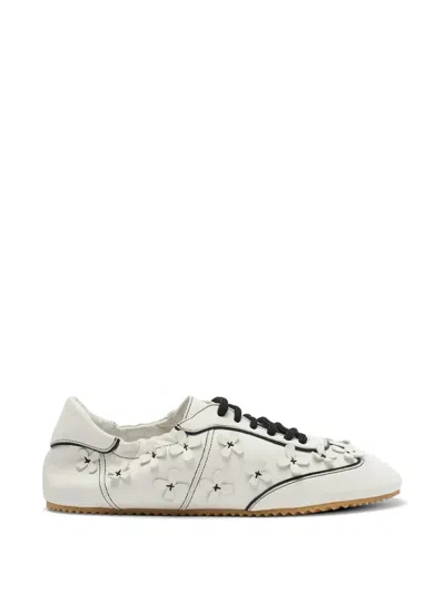 Scarosso Riley Flowers Round-toe Sneakers In White