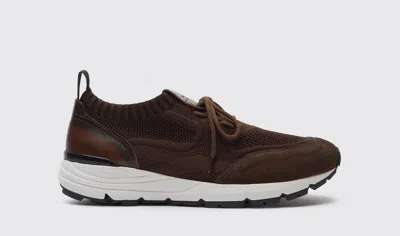 Scarosso Robbie Sneakers In Dark Brown - Knit