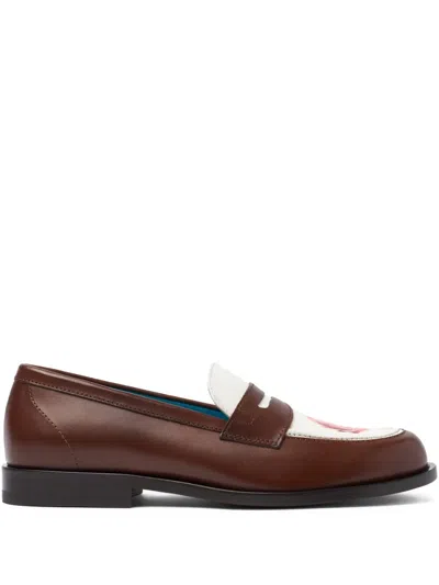 Scarosso Rose-embellished Loafers In Brown - Calf