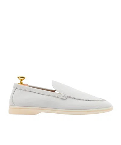 Scarosso Round-headed Casual Shoes In Ice - Suede