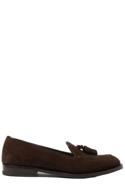 Scarosso Sienna Tasselled Leather Loafers In Brown - Suede