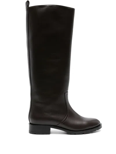 Scarosso Sofia Leather Knee-high Boots In Brown