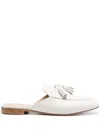 Scarosso Tassel-detailed Leather Mules In White