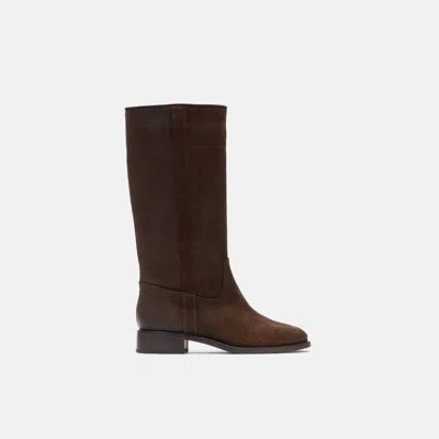 Scarosso Tess Western Boots In Brown - Suede
