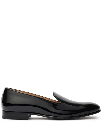 Scarosso George Patent Leather Slippers In Black
