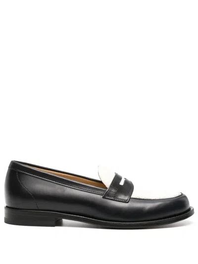 Scarosso Two-tone Leather Loafers In Black