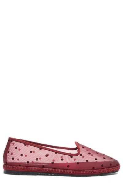 Scarosso Valentina Almond Toe Mesh Slippers In Burgundy - Mesh