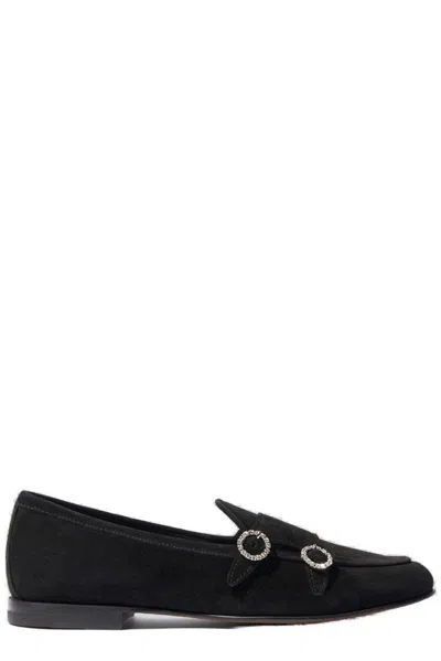 Scarosso Virginia Suede Loafers In Black