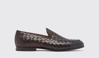 Scarosso Vittorio Interwoven Leather Loafers In Brown - Calf
