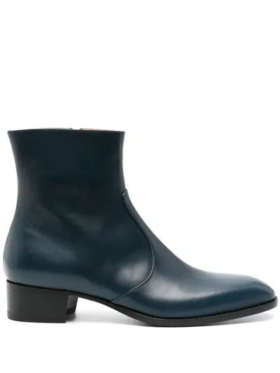 Scarosso Warren Leather Chealsea Boots In Blue