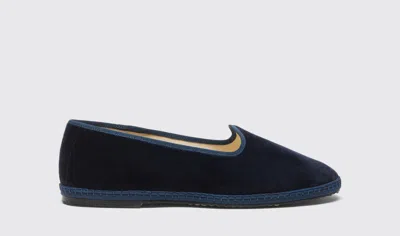 Scarosso William Iv Velvet Loafers In Blue - Velvet