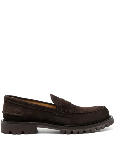 Scarosso Wooster Ii Suede Loafers In Brown
