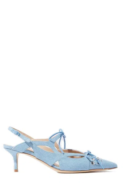Scarosso X Paula Cademartori Blazing 60mm Denim Pumps In Denim - Blu