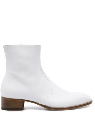 Scarosso X Warren Alfie Baker Leather Boots In White