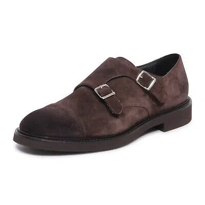 Pre-owned Scarpa 2630au  Doppia Fibbia Uomo Doucal's Man Vintage Effect Shoes In Marrone