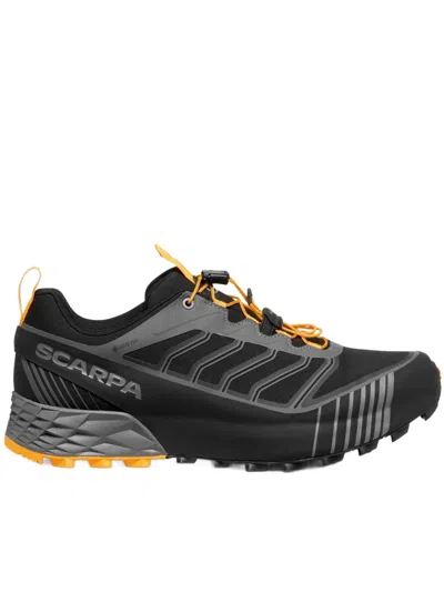 Scarpa Rugged Low-profile Trail Sneakers With Vibrant Accents In Black