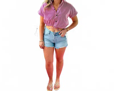 Scarpa Stripe Button-down Top In Red In Pink