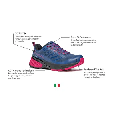 Scarpa Women's Rush Gtx Waterproof Trail Shoes - Blue/fuchsia In Multi