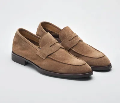 Scarpe Di Bianco Men's Sc524 Velour Farro Loafers In Brown